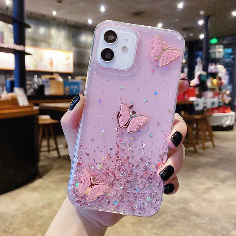 For iPhone 11 Case TPU Phone Protective Cover Sequins Epoxy Butterfly Design For iPhone 11 Case TPU Phone Protective Cover Sequins Epoxy Butterfly Design